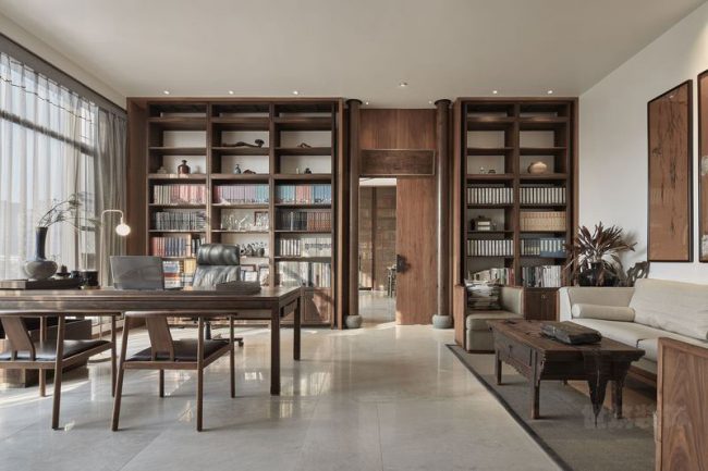 新中式别墅空间书房环境装修图