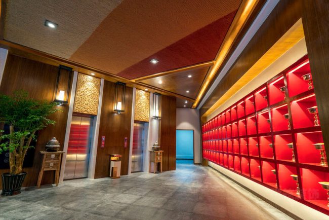 新中式餐厅电梯厅区域装修图