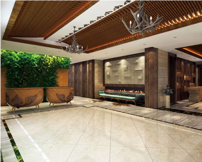 新中式餐厅空间等候区场景装修图