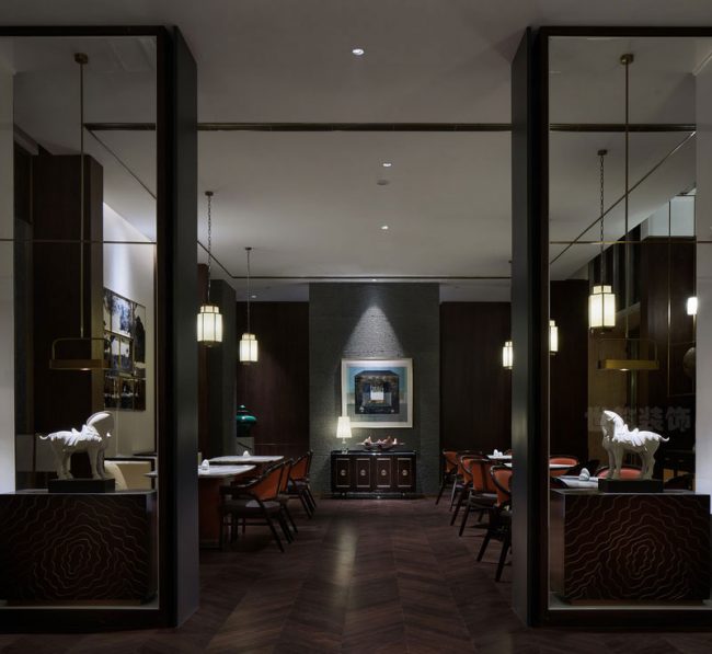 新中式餐厅空间用餐区域范围装修图