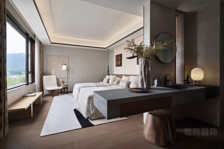 新中式度假酒店双人客房装修图