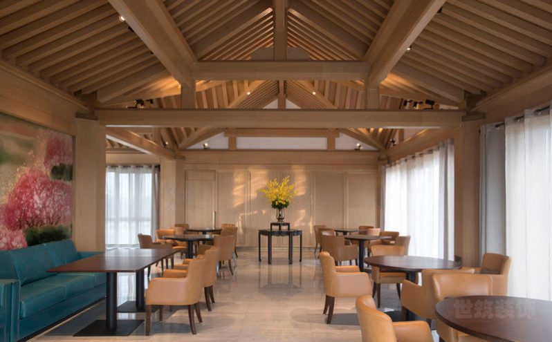 新中式度假酒店休息区场景装修图