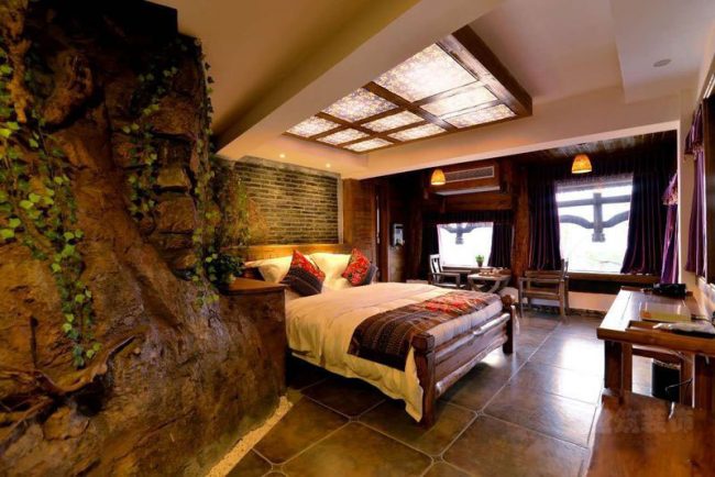 新中式度假酒店主题客房装修图