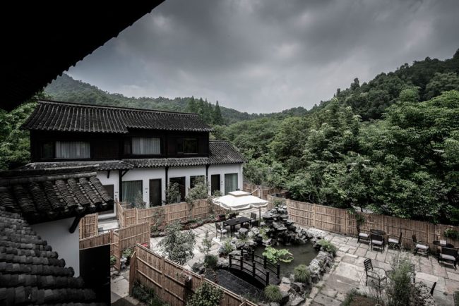 新中式度假主题酒店室外形象庭院景观装修图