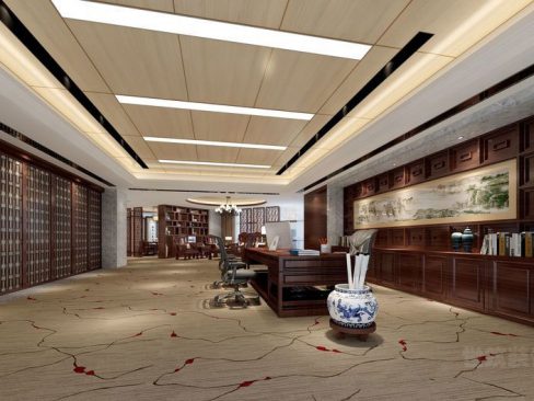 新中式风格办公空间董事长办公室装修图