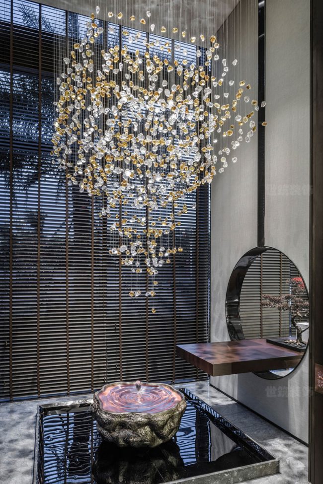 新中式风格办公室大堂艺术景观装修图