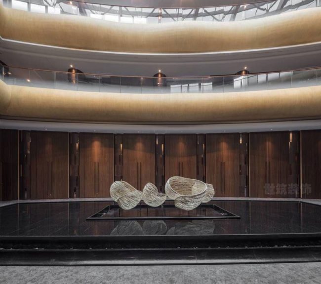 新中式风格办公室大堂空间装修图