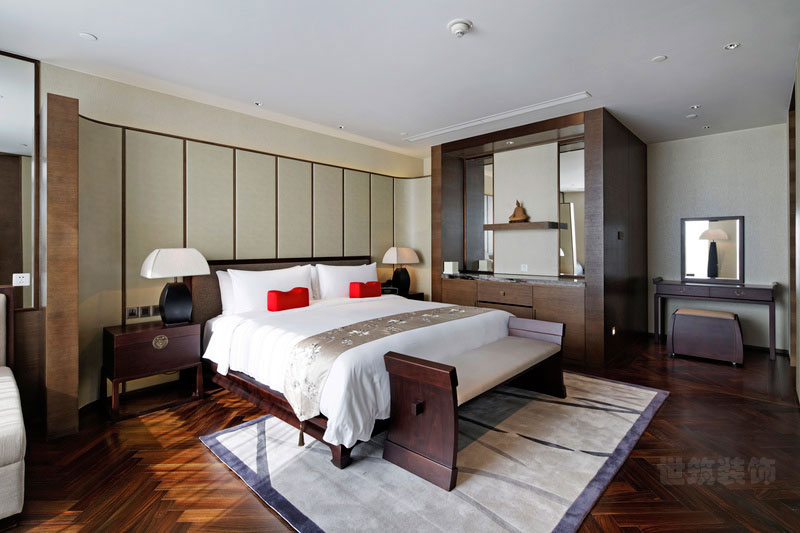 新中式风格度假酒店房间场景装修图