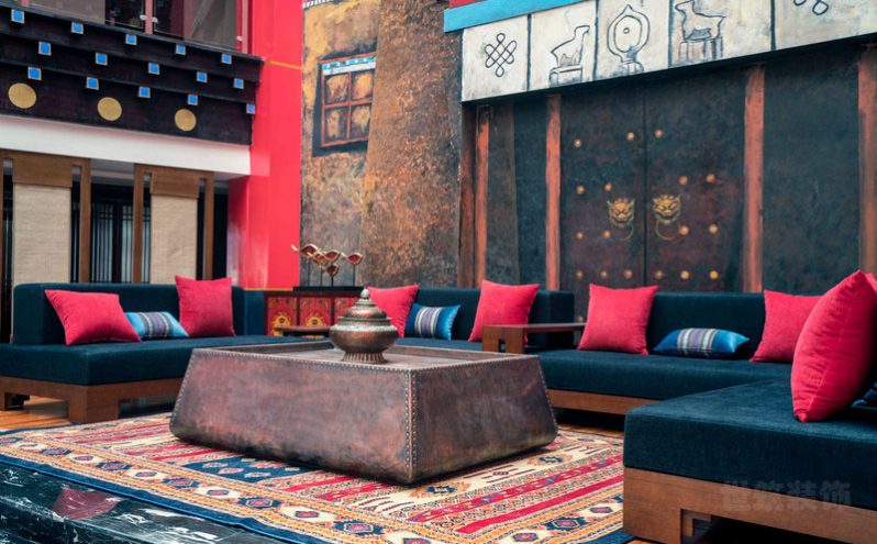 新中式风格文旅主题酒店接待区装修图