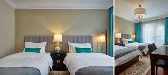 新中式酒店空间双人房装修图