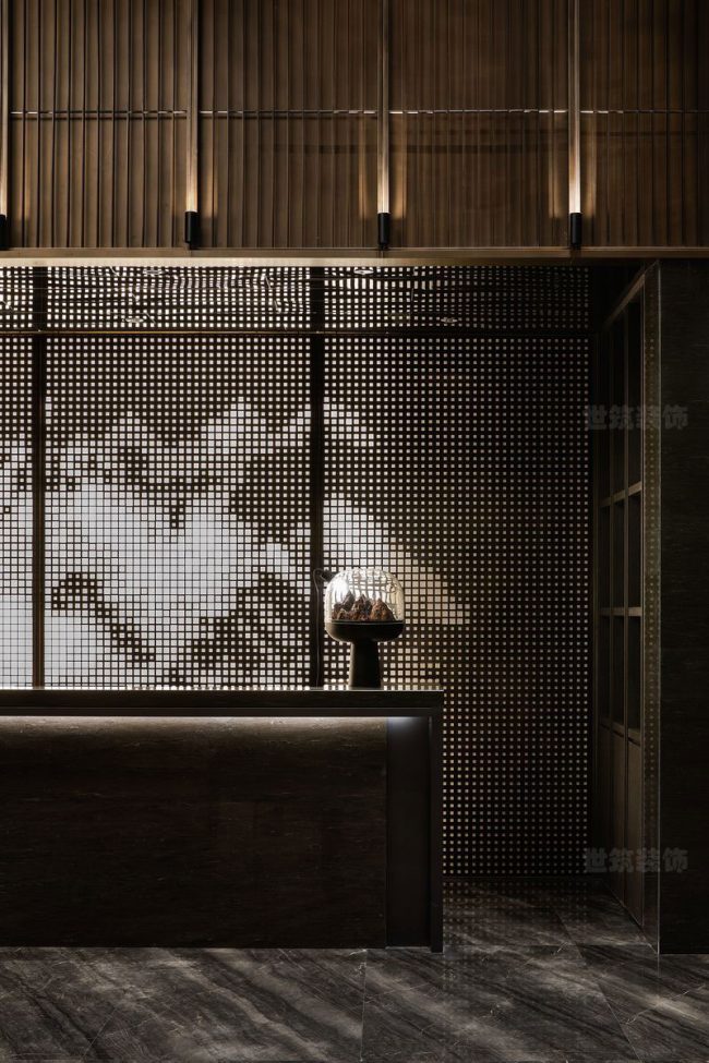 新中式酒店前台区域装修图