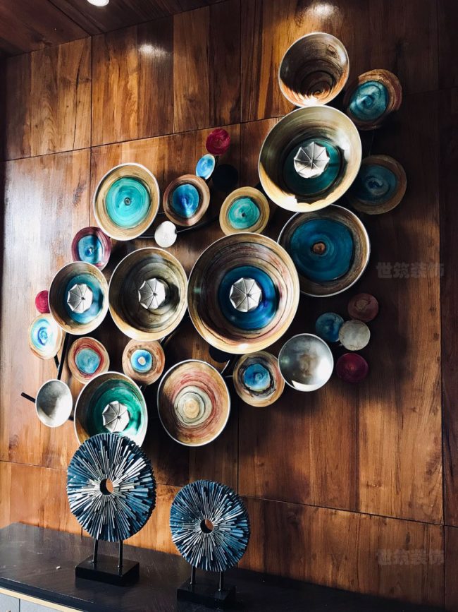 新中式民宿前厅背景墙设计图