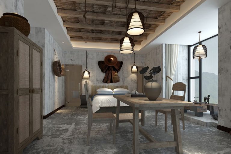 新中式民宿主题套房效果图