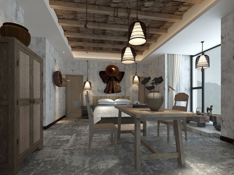 新中式民宿主题套房效果图