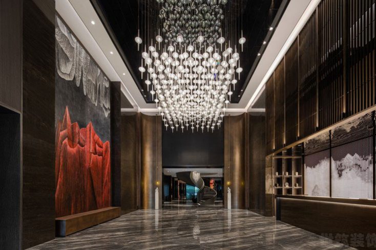 新中式商务酒店服务大堂装修图