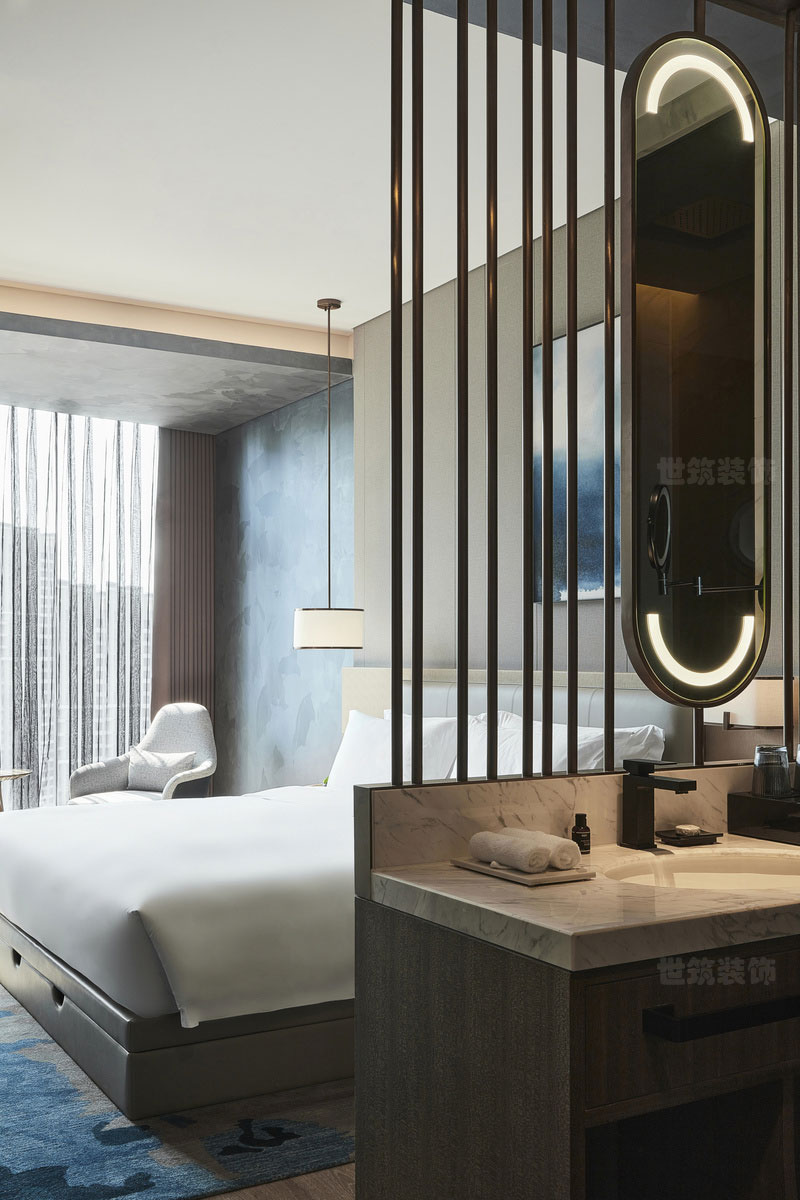 新中式商务酒店空间客房装修图