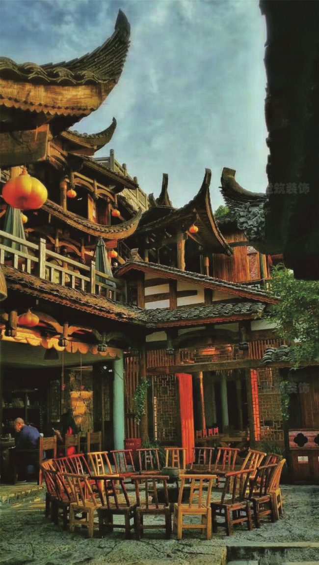 新中文旅民宿室外庭院休闲区装修图