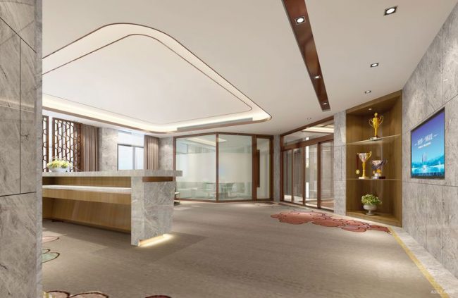 中式大厅金属搭配设计效果图