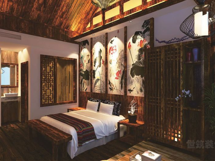 中式风格主题酒店特色套间装修图