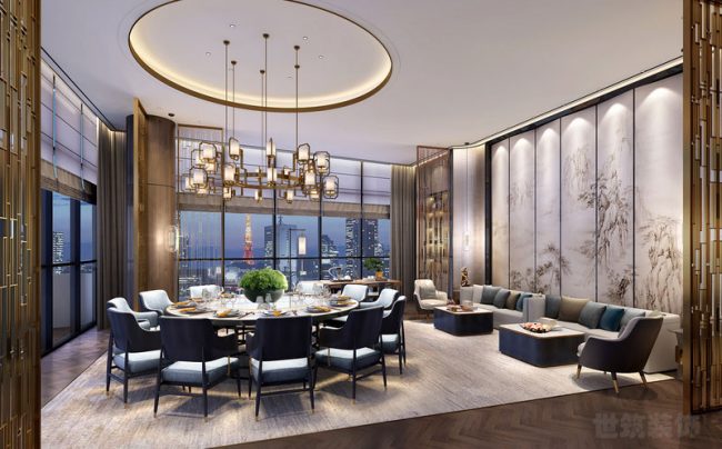 中式豪华的餐厅包间设计