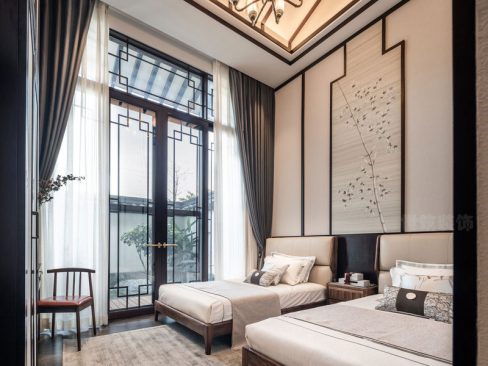 中式酒店双人间设计效果
