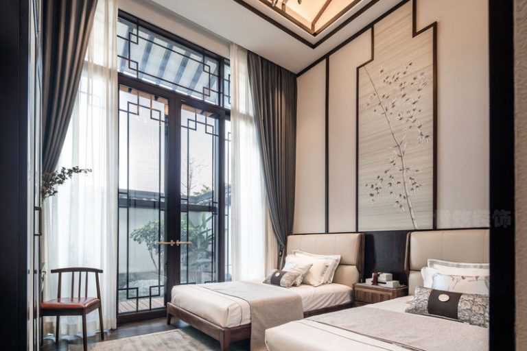 中式酒店双人间设计效果