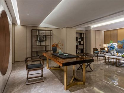 中式轻奢风办公空间董事长办公室装修图