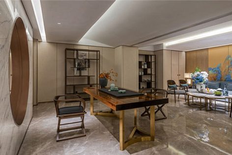 中式轻奢风办公空间董事长办公室装修图