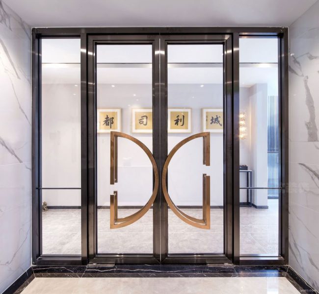 中式轻奢风办公室入口处装修图