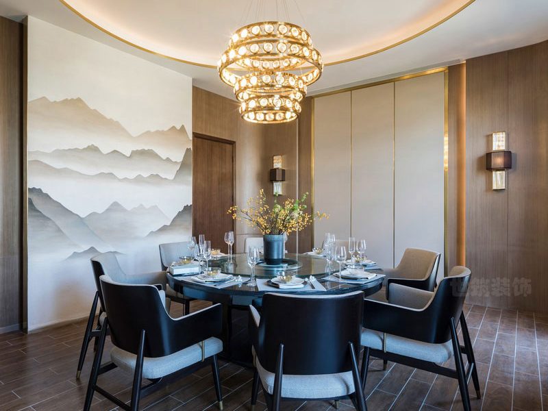 中式轻奢风餐厅包房装修图