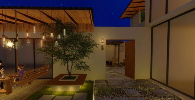 中式室外庭院设计效果图