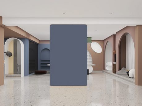 昆明后现代风格培训教室装修设计前厅效果图