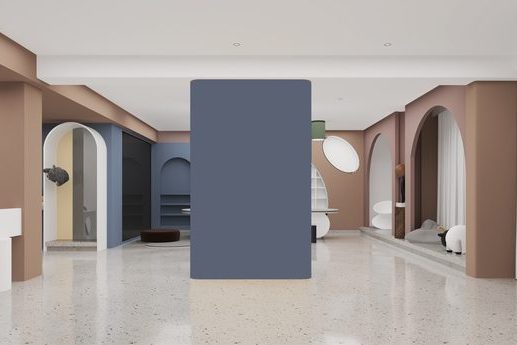 昆明后现代风格培训教室装修设计前厅效果图