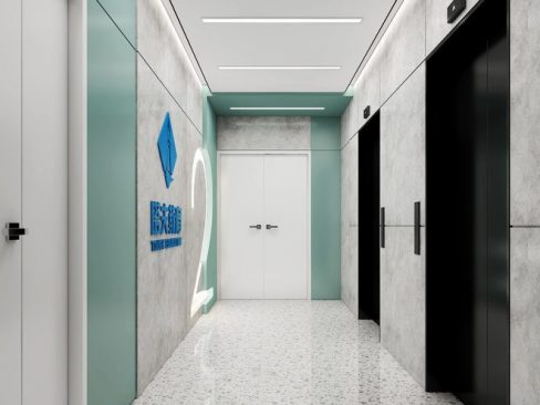 昆明西山区现代北欧风教育培训学校装修过道效果图