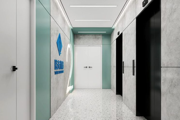 昆明西山区现代北欧风教育培训学校装修过道效果图