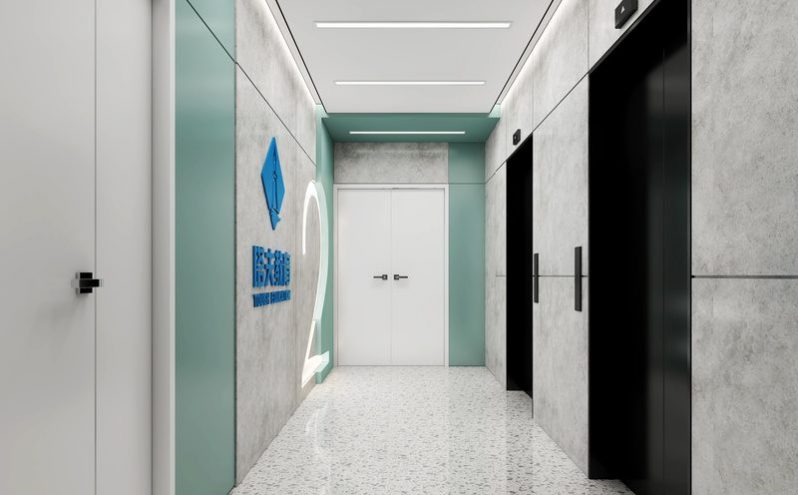 昆明西山区现代北欧风教育培训学校装修过道效果图