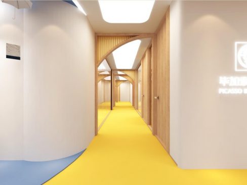 昆明官渡区美术教育中心装修设计工程过道效果图