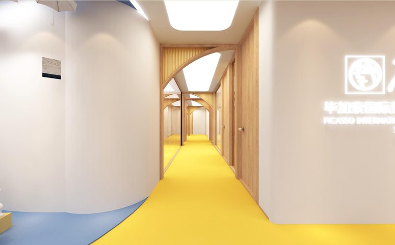 昆明官渡区美术教育中心装修设计工程过道效果图