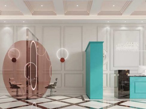 昆明西山区轻奢风格美发店设计案例前厅效果图