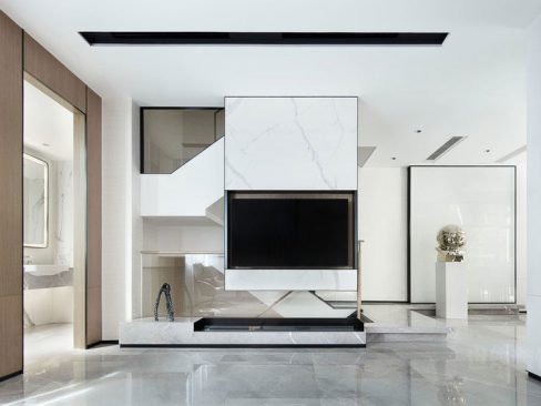 昆明五华区现代简约风新房装修电视背景墙效果图