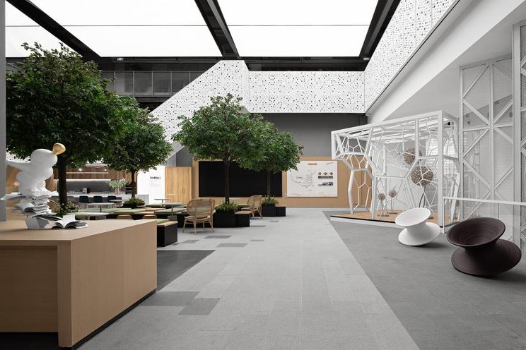 昆明东川区现代北欧风培训中心装修工程案例洽谈区效果图