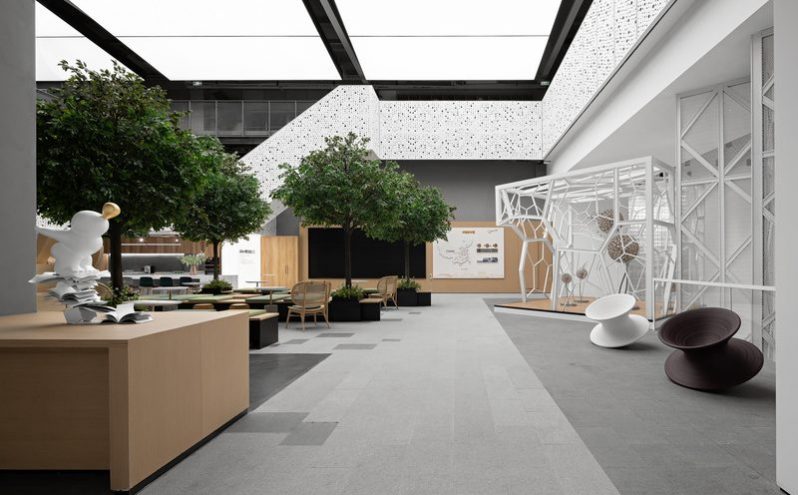 昆明东川区现代北欧风培训中心装修工程案例洽谈区效果图