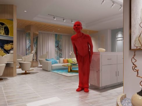 昆明盘龙区后现代风格私人美发会所装修设计方案前厅效果图