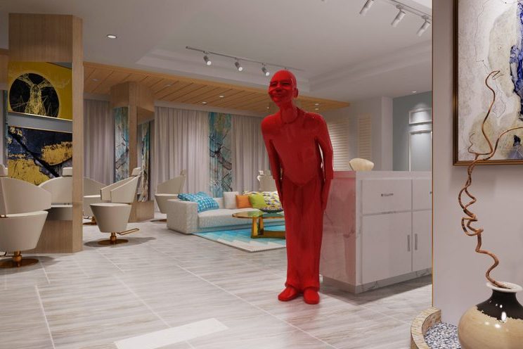 昆明盘龙区后现代风格私人美发会所装修设计方案前厅效果图