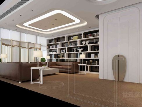 云南丽江中式小清新办公室装修接待区效果图