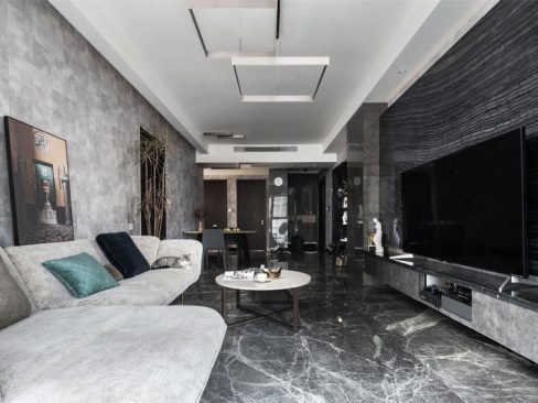 云南楚雄现代黑白灰风格家居装修客厅效果图