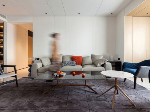 云南西双版纳现代极简风家居装修客厅效果图