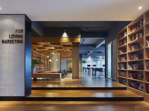 美式北欧风的办公阅览室装修阅读区效果图