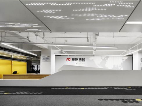 清新现代风办公室装修设计前厅效果图