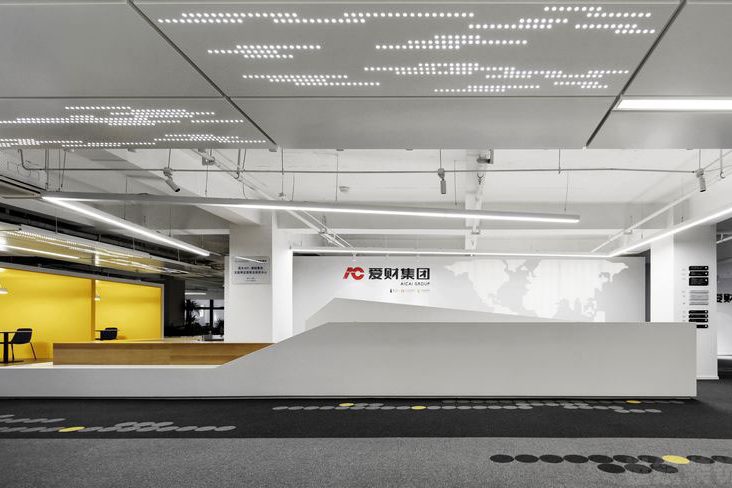 清新现代风办公室装修设计前厅效果图